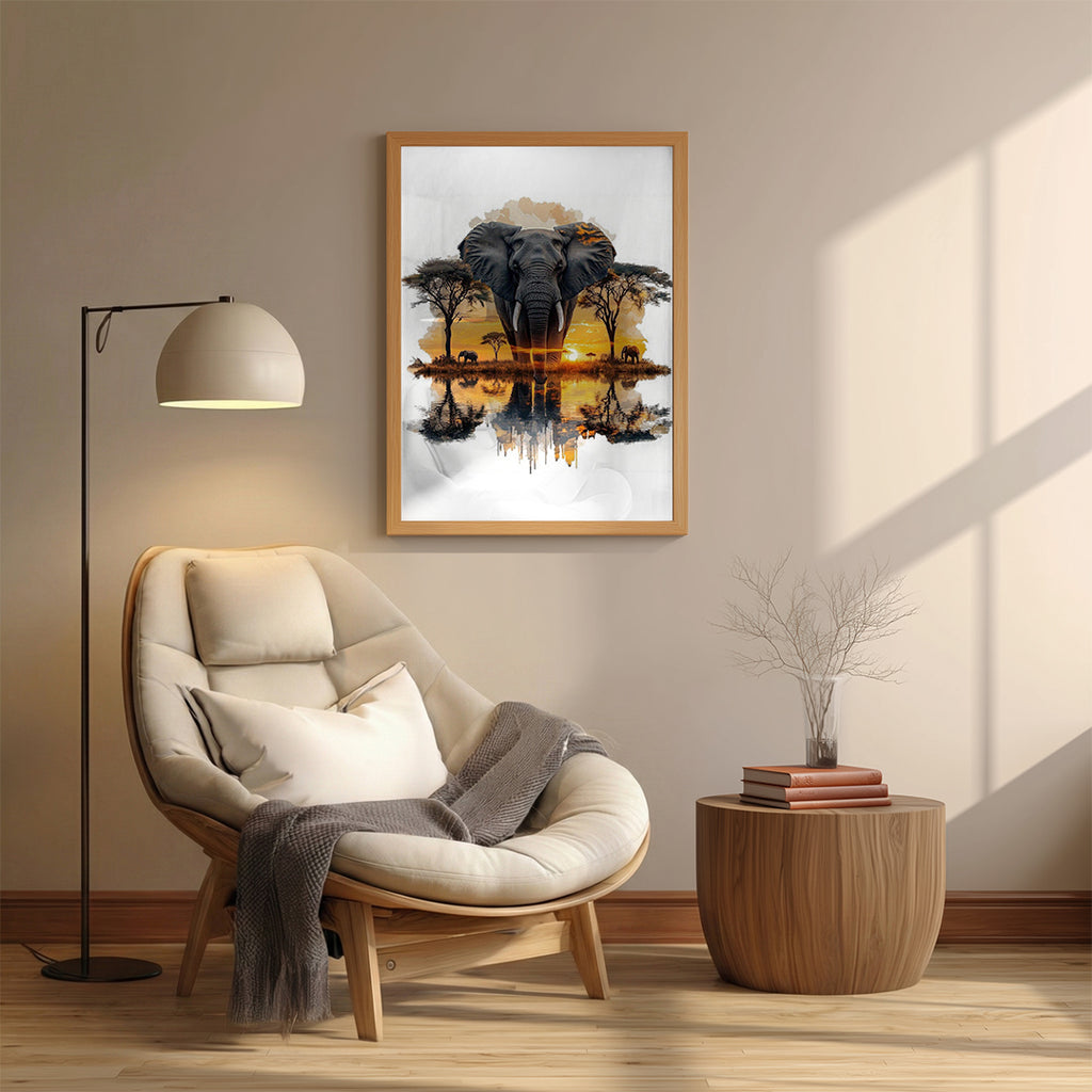Elephant – African Sunset Artistic Wall Art (AN23)