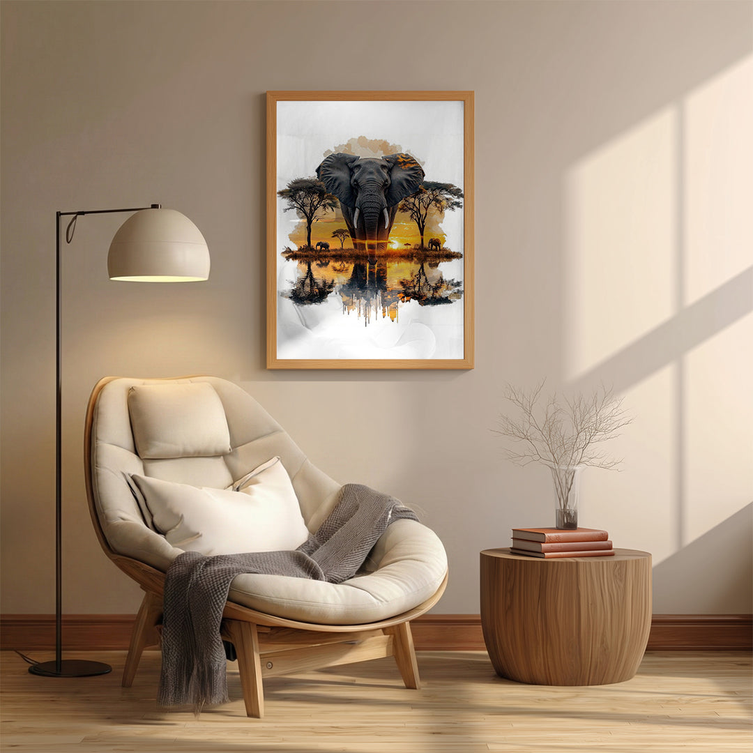 Elephant – African Sunset Artistic Wall Art (AN23)