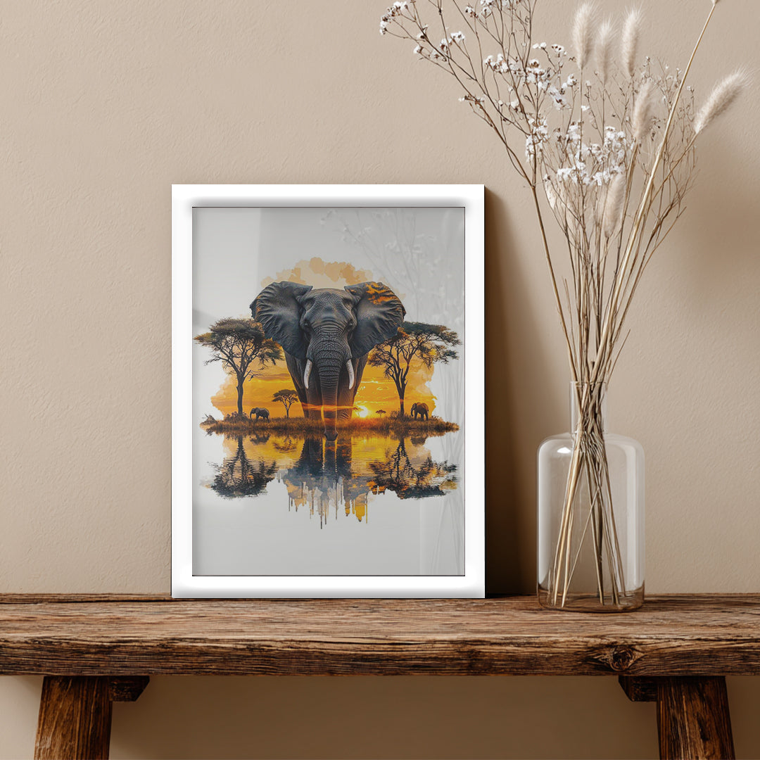 Elephant – African Sunset Artistic Wall Art (AN23)