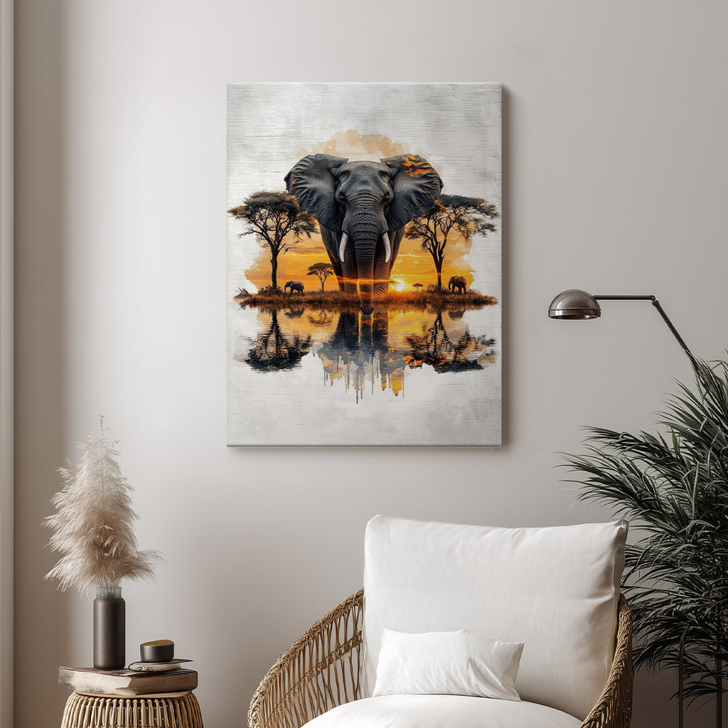 Elephant – African Sunset Artistic Wall Art (AN23)