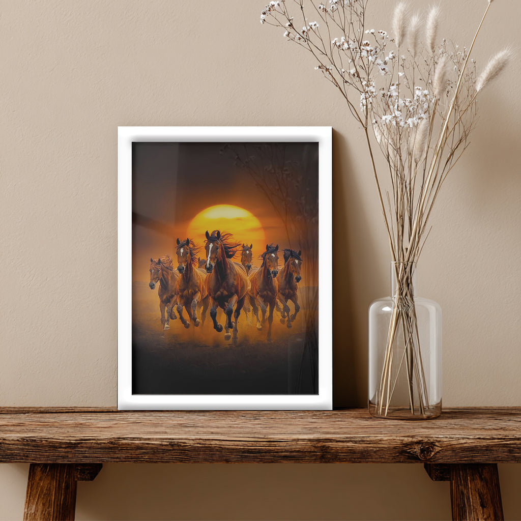 Horses – Golden Sunset Artistic Wall Art (AN24)