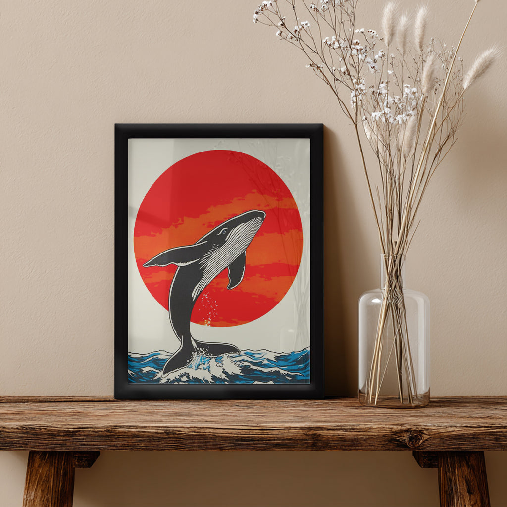 Whale – Japanese Sunset Artistic Wall Art (AN26)