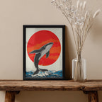 Whale – Japanese Sunset Artistic Wall Art (AN26)