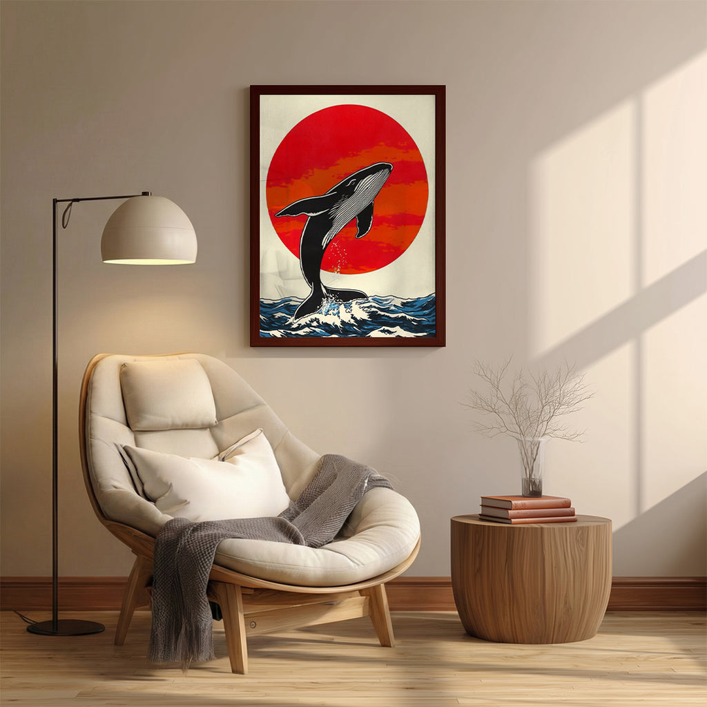 Whale – Japanese Sunset Artistic Wall Art (AN26)