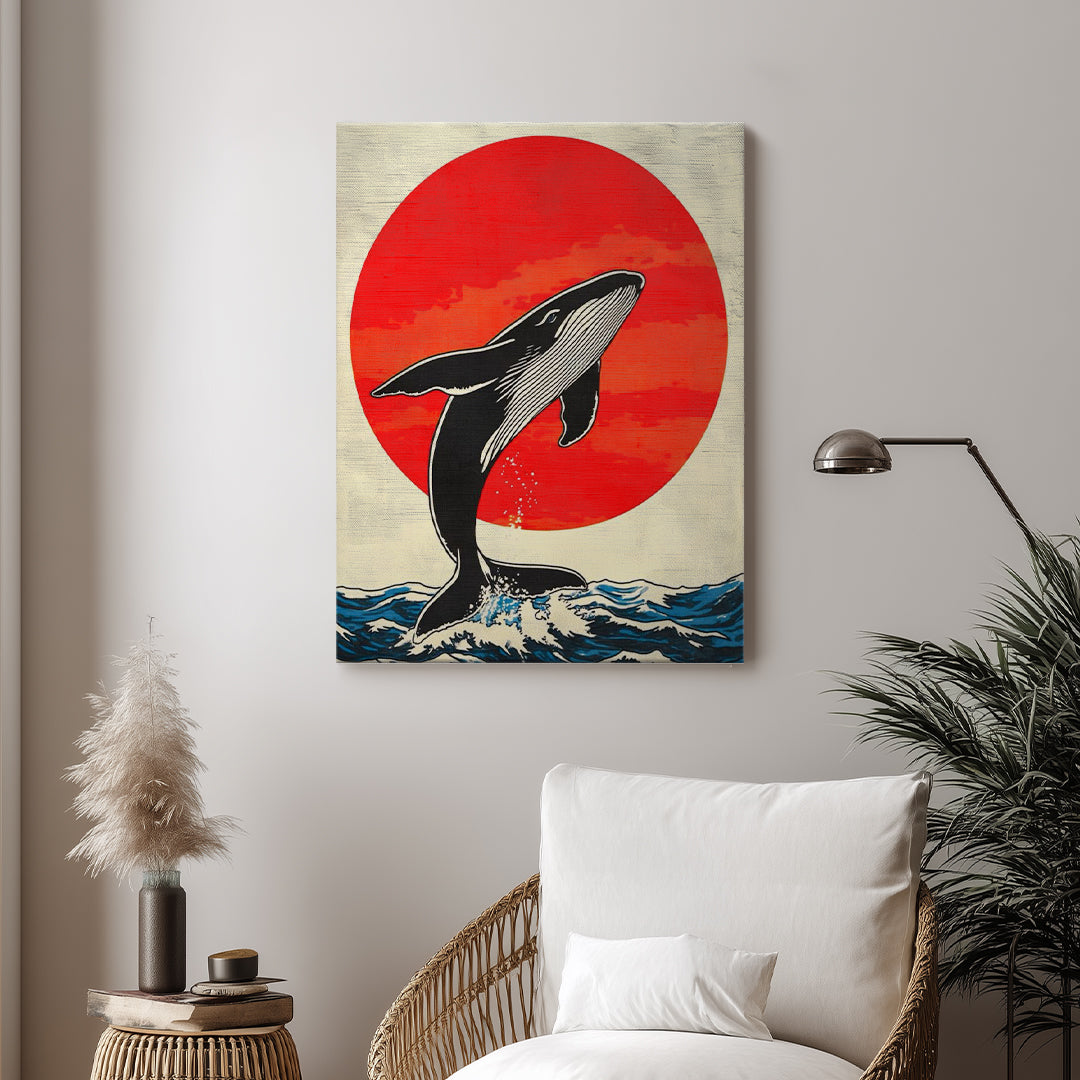 Whale – Japanese Sunset Artistic Wall Art (AN26)