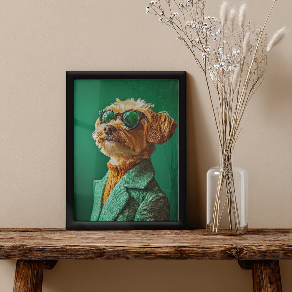 Dog – Stylish Green Artistic Wall Art (AN27)