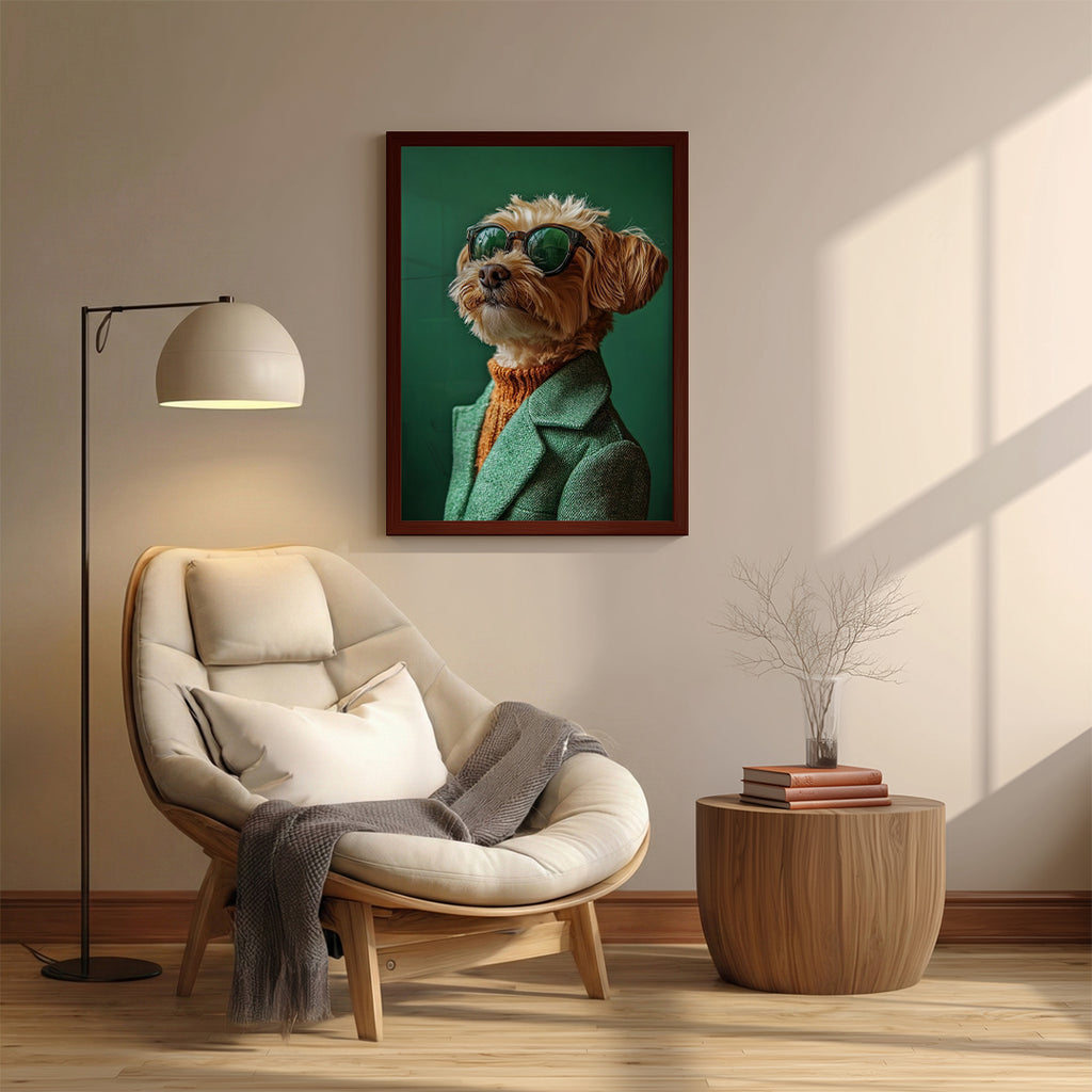 Dog – Stylish Green Artistic Wall Art (AN27)