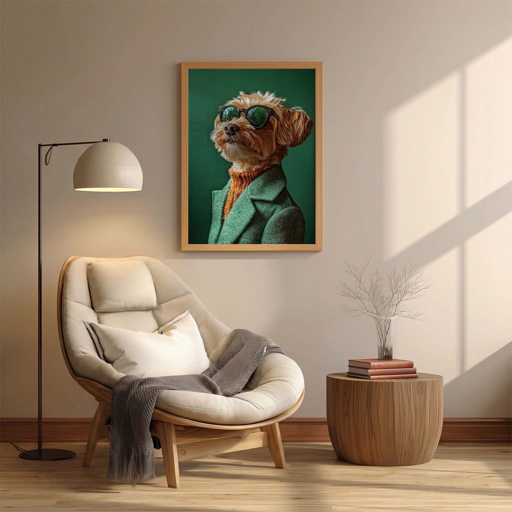 Dog – Stylish Green Artistic Wall Art (AN27)