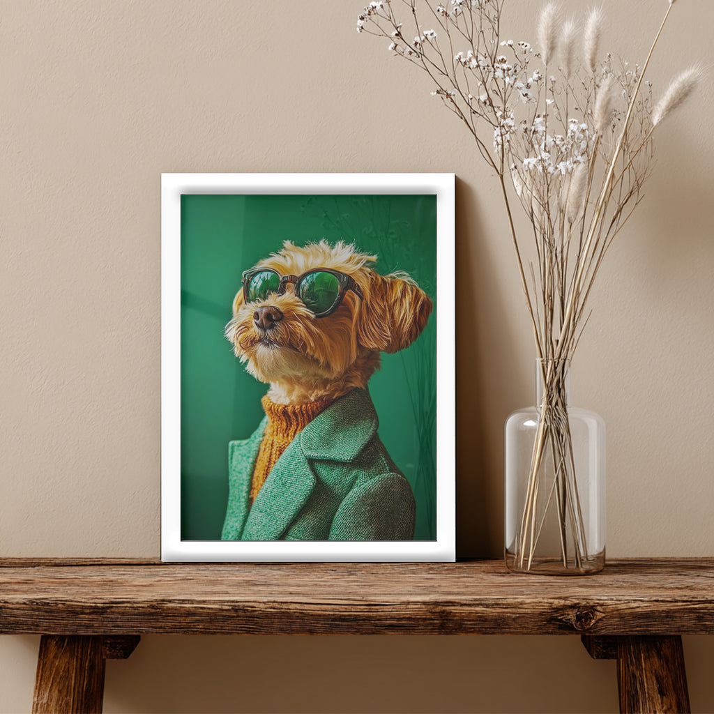 Dog – Stylish Green Artistic Wall Art (AN27)