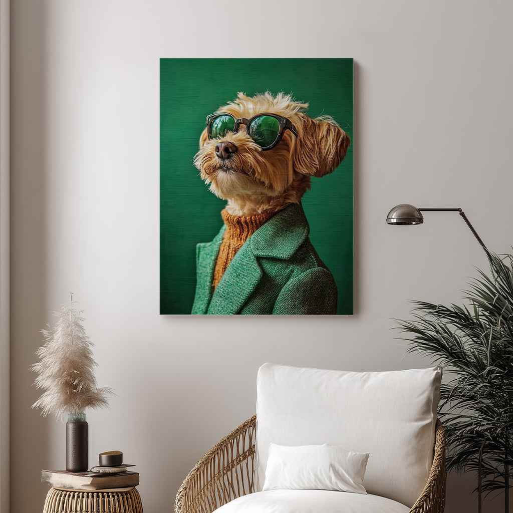 Dog – Stylish Green Artistic Wall Art (AN27)