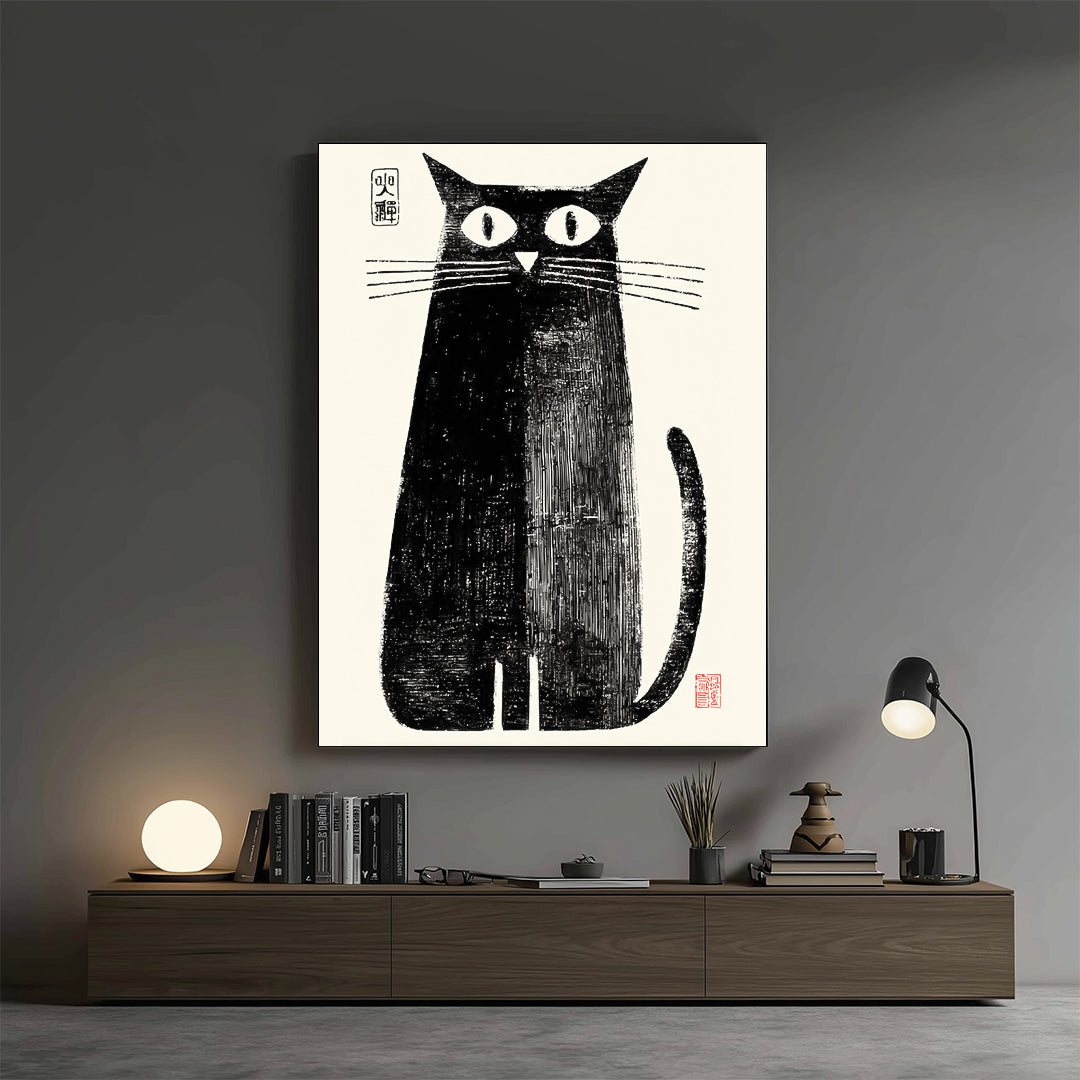 Cat – Minimal Japanese Artistic Wall Art (AN30)