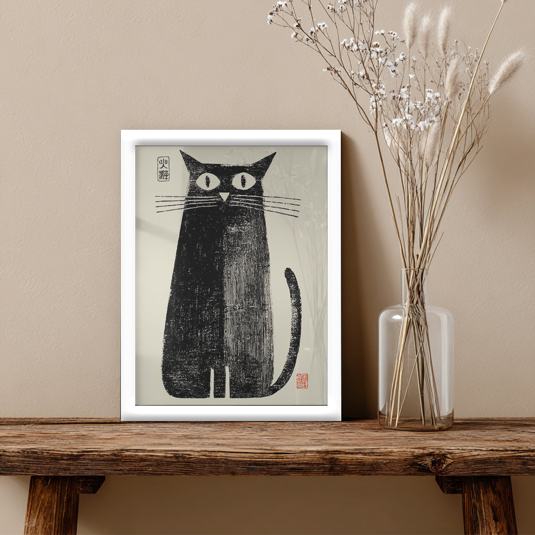 Cat – Minimal Japanese Artistic Wall Art (AN30)