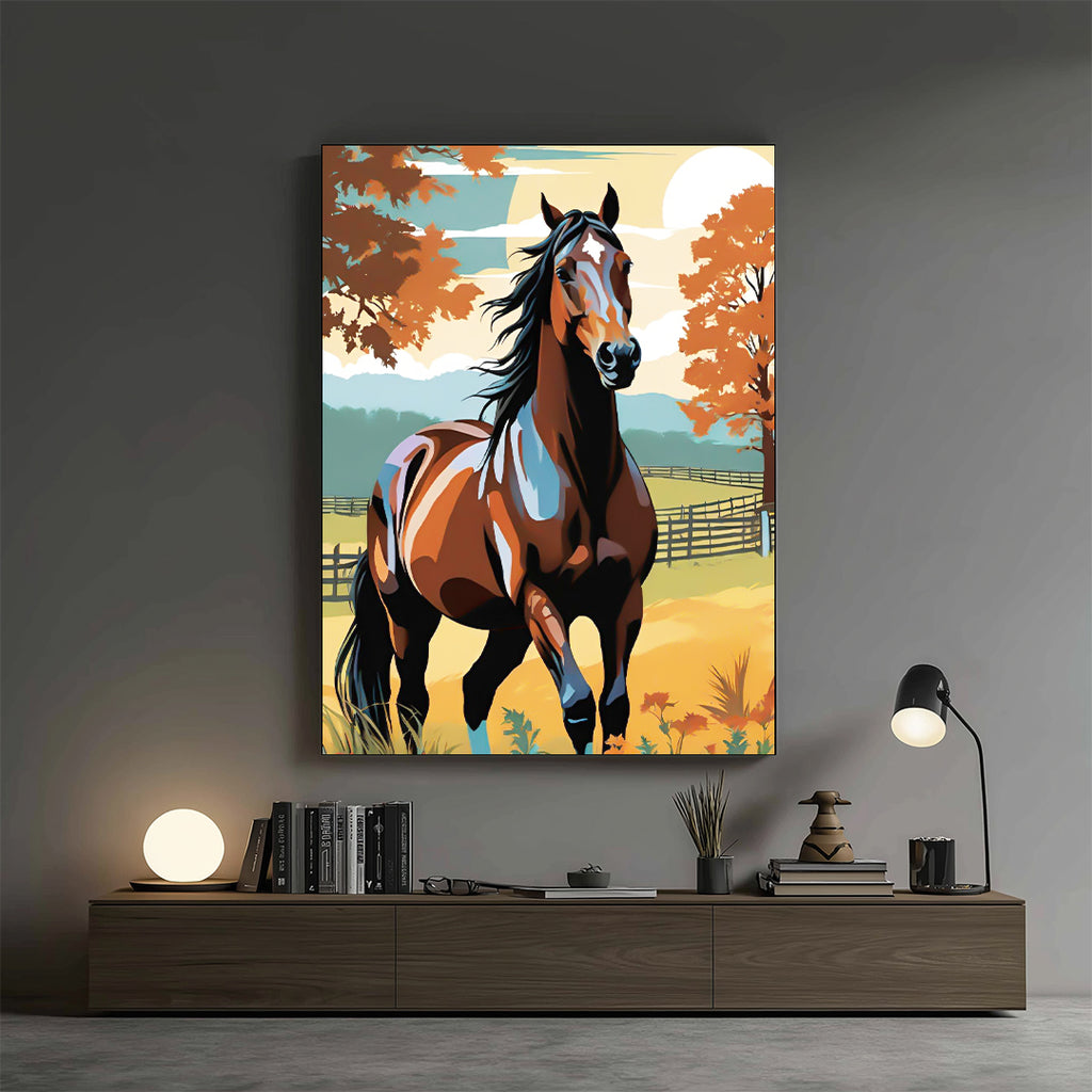 Horse – Autumn Scenic Artistic Wall Art (AN34)