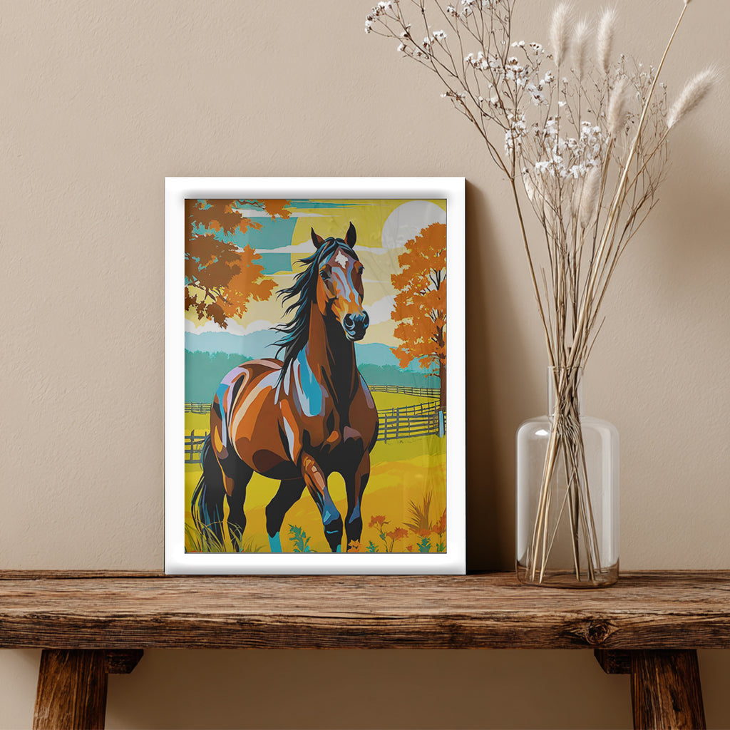 Horse – Autumn Scenic Artistic Wall Art (AN34)