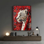 Leopard – Bold Red Artistic Wall Frame (AN35)