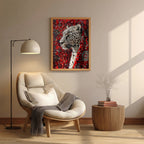 Leopard – Bold Red Artistic Wall Frame (AN35)