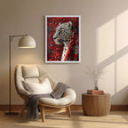 Leopard – Bold Red Artistic Wall Frame (AN35)