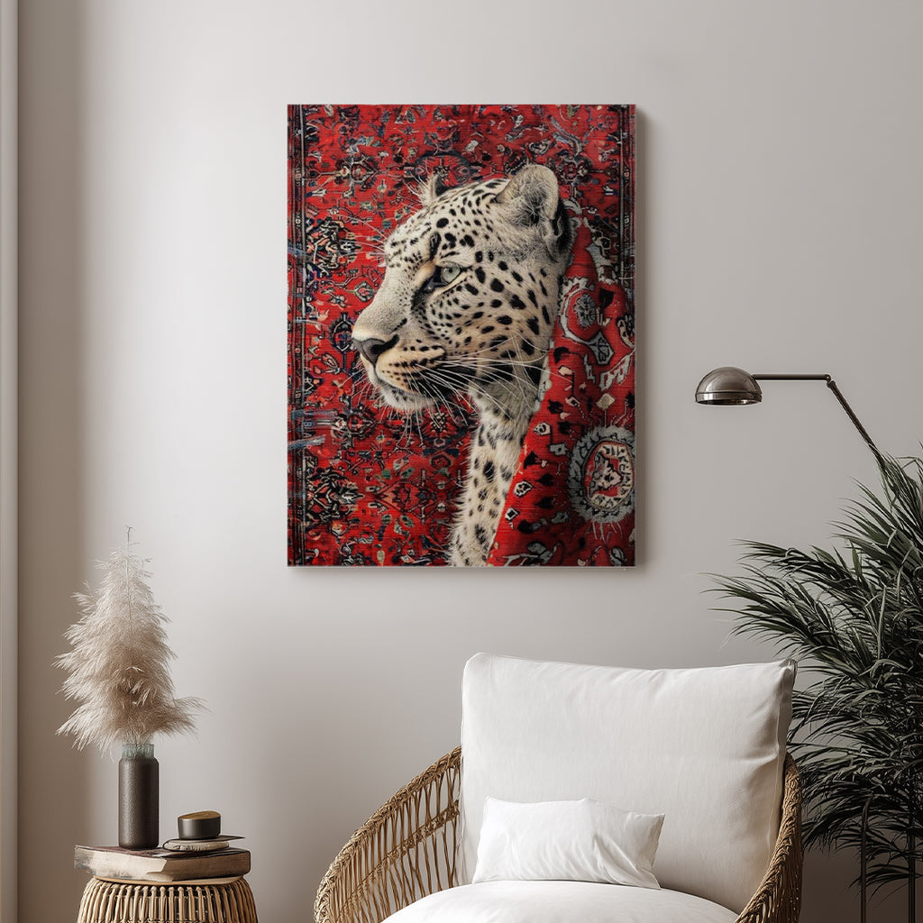 Leopard – Bold Red Artistic Wall Frame (AN35)