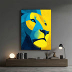 Lion – Modern Yellow Blue Artistic Wall Frame (AN38)