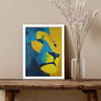 Lion – Modern Yellow Blue Artistic Wall Frame (AN38)