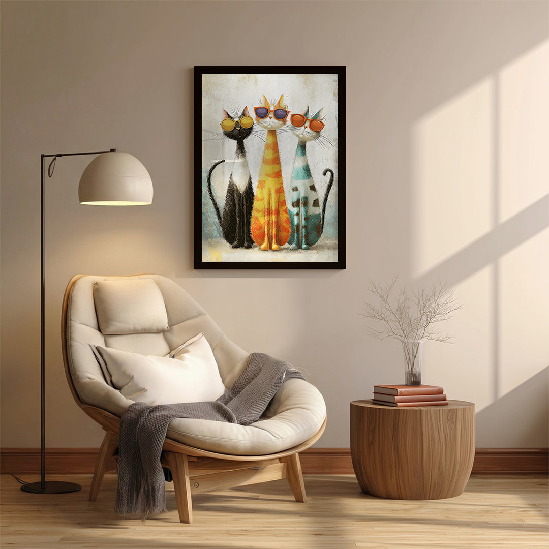 Cats – Colorful Sunglasses Artistic Canvas Art (AN39)