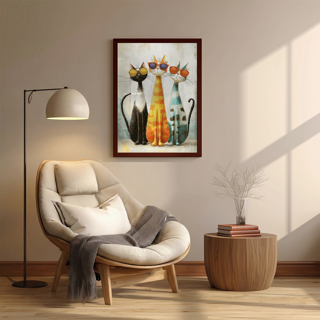 Cats – Colorful Sunglasses Artistic Canvas Art (AN39)