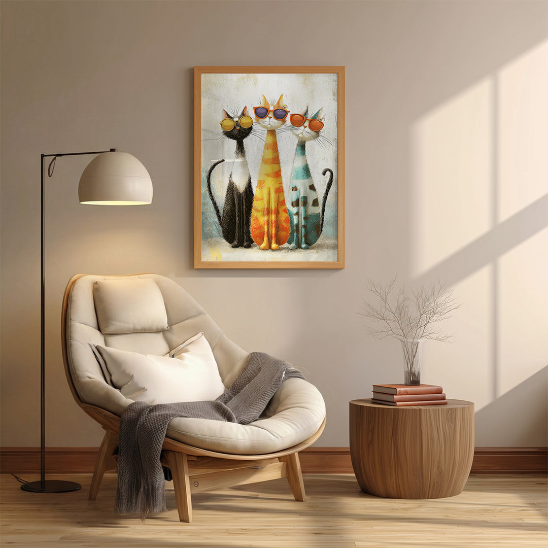 Cats – Colorful Sunglasses Artistic Canvas Art (AN39)