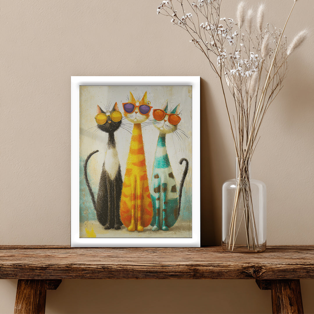 Cats – Colorful Sunglasses Artistic Canvas Art (AN39)