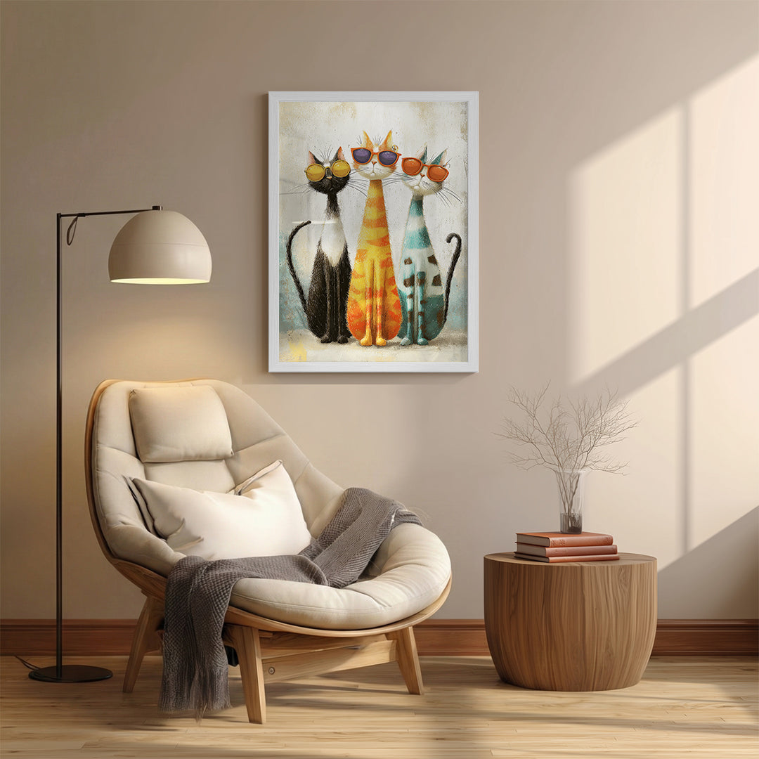 Cats – Colorful Sunglasses Artistic Canvas Art (AN39)