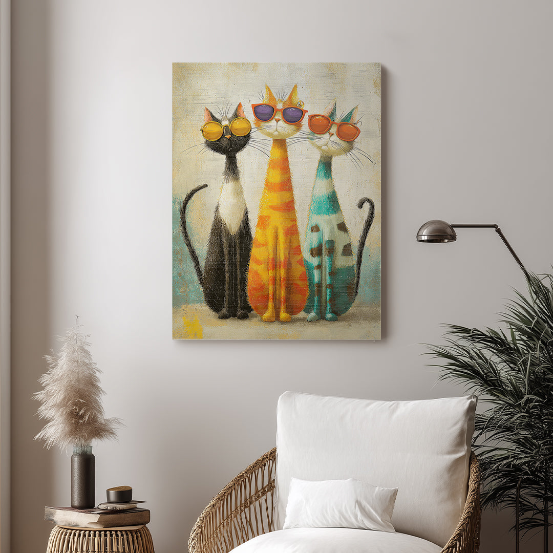 Cats – Colorful Sunglasses Artistic Canvas Art (AN39)