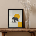 Elephant – Minimal Yellow Artistic Art Print (AN41)