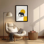 Elephant – Minimal Yellow Artistic Art Print (AN41)