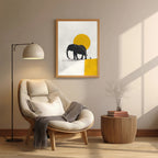 Elephant – Minimal Yellow Artistic Art Print (AN41)