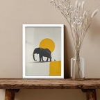 Elephant – Minimal Yellow Artistic Art Print (AN41)