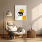 Elephant – Minimal Yellow Artistic Art Print (AN41)