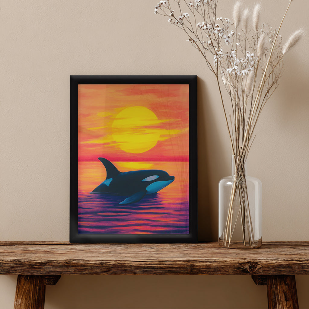 Dolphin – Sunset Ocean Artistic Wall Art (AN44)