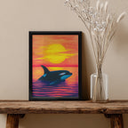 Dolphin – Sunset Ocean Artistic Wall Art (AN44)