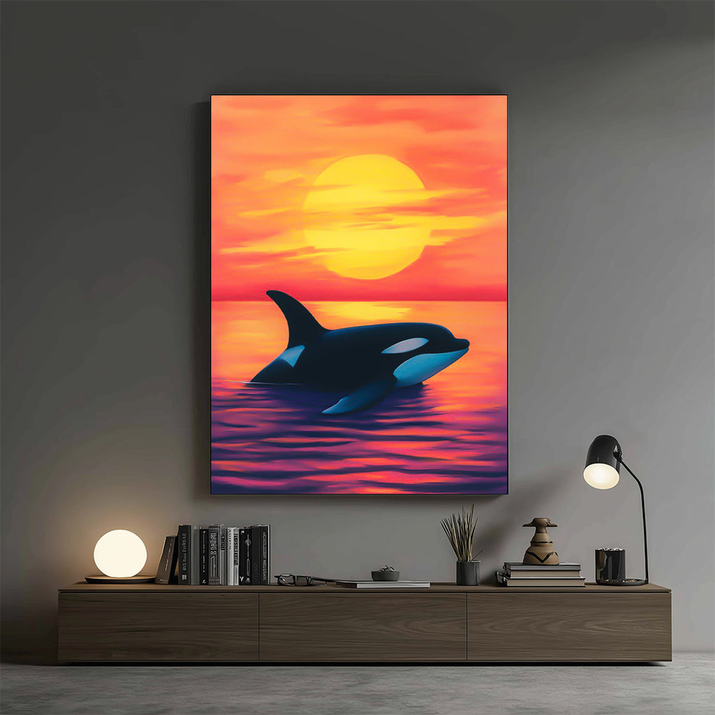 Dolphin – Sunset Ocean Artistic Wall Art (AN44)
