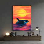 Dolphin – Sunset Ocean Artistic Wall Art (AN44)