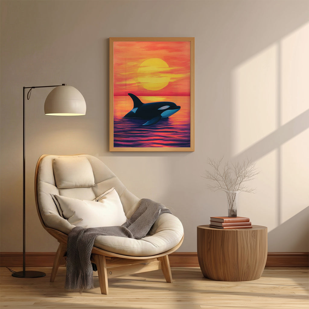 Dolphin – Sunset Ocean Artistic Wall Art (AN44)