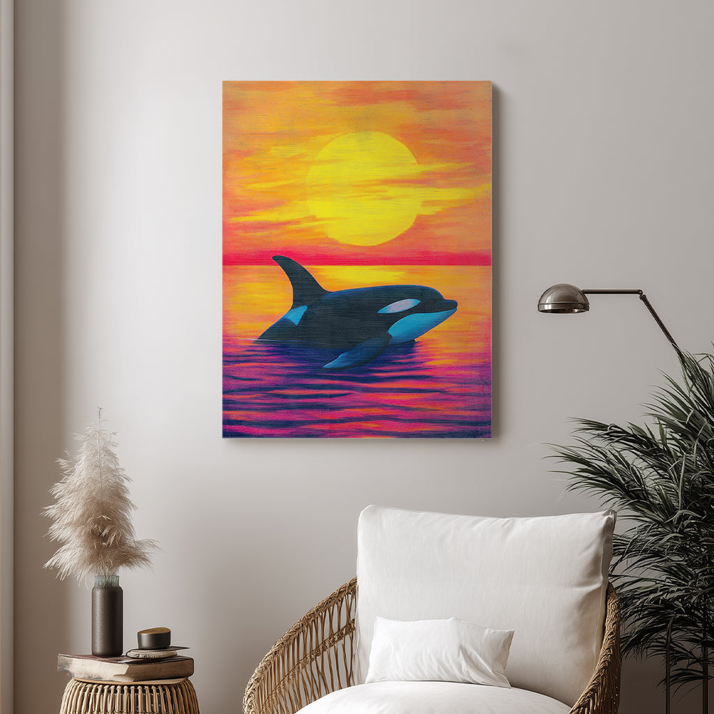 Dolphin – Sunset Ocean Artistic Wall Art (AN44)