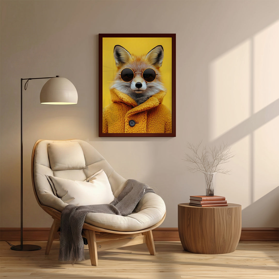 Fox – Yellow Artistic Sunglasses Wall Art (AN48)