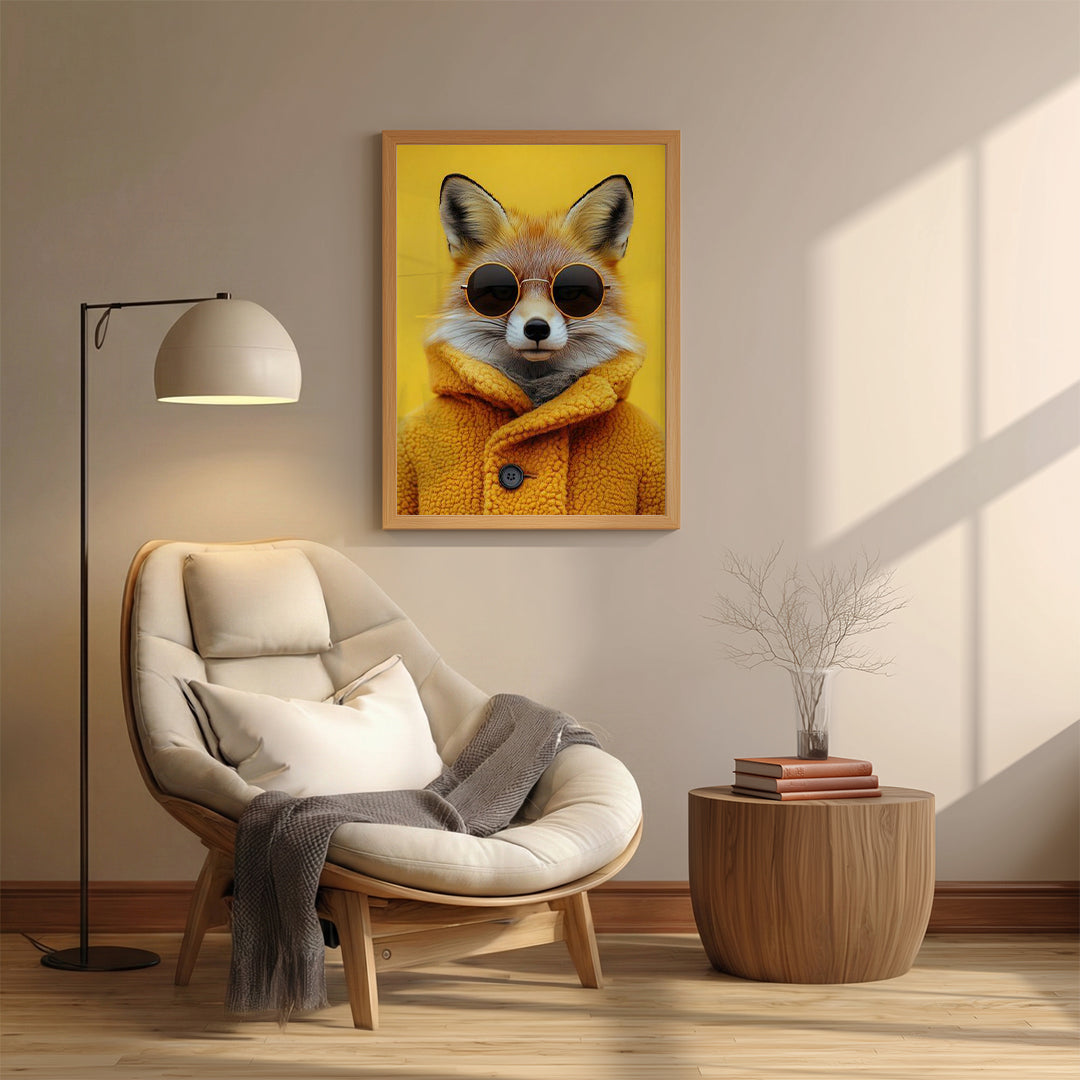Fox – Yellow Artistic Sunglasses Wall Art (AN48)