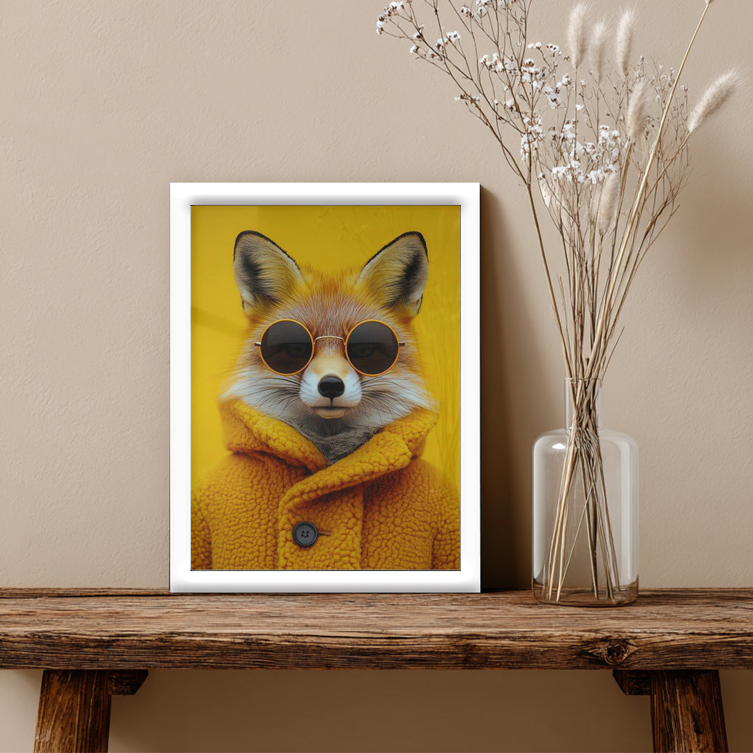 Fox – Yellow Artistic Sunglasses Wall Art (AN48)