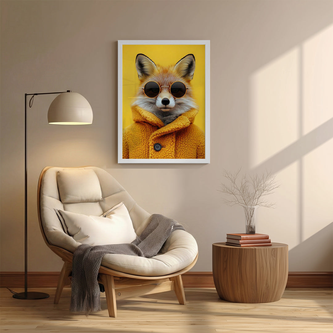 Fox – Yellow Artistic Sunglasses Wall Art (AN48)