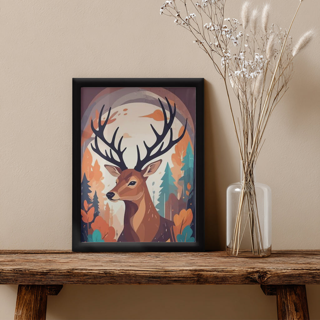 Deer – Warm Forest Illustration Wall Art (AN5)