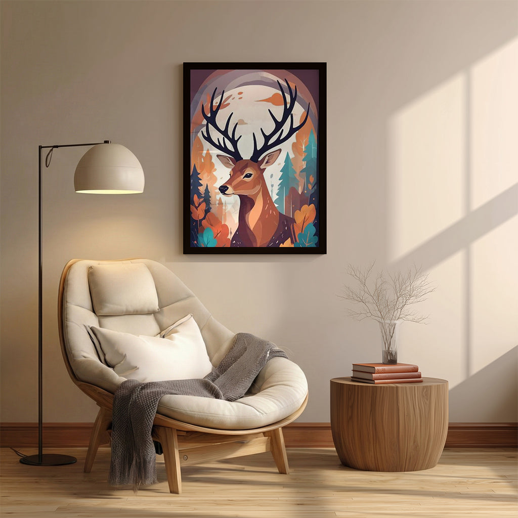 Deer – Warm Forest Illustration Wall Art (AN5)