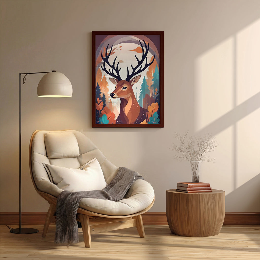 Deer – Warm Forest Illustration Wall Art (AN5)