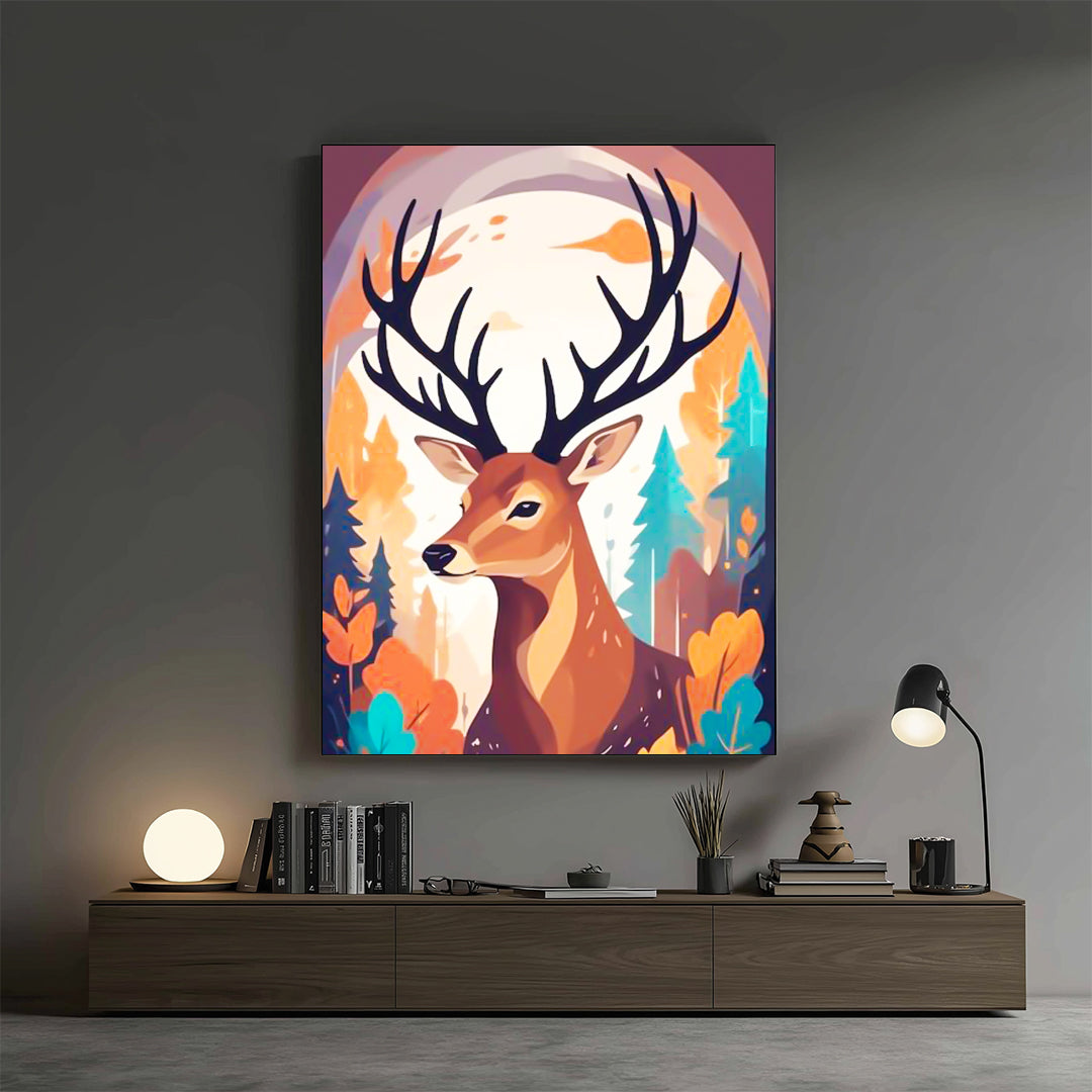 Deer – Warm Forest Illustration Wall Art (AN5)