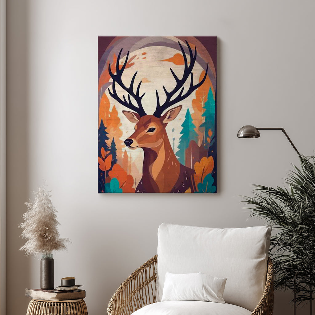 Deer – Warm Forest Illustration Wall Art (AN5)